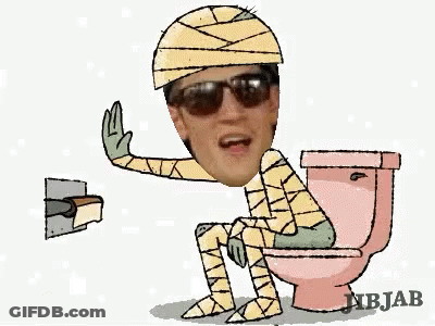 Mummy Sitting On Toilet With Sunglasses GIF