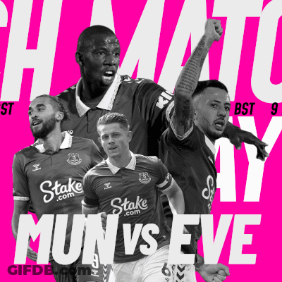Mun Vs Eve Match Poster With Four Soccer Players GIF