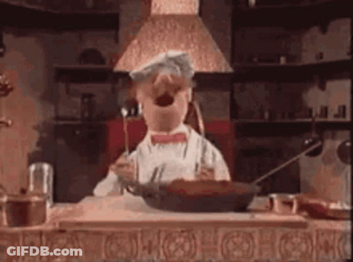 Muppet Chef Holding Frying Pan GIF