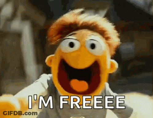 Muppet Laughing Saying Im Freeee GIF