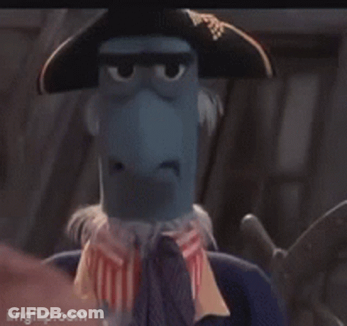 Muppet Wearing Pirate Hat And Tie GIF
