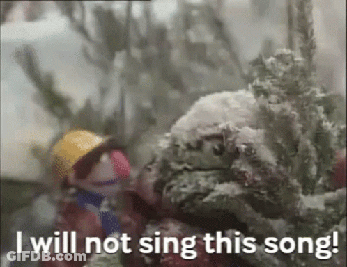 Muppets In Snow Saying I Will Not Sing This Song GIF