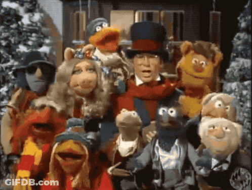 Muppets Posing With Man In Top Hat GIF