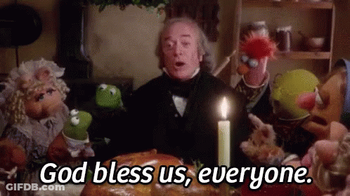Muppets Sitting Around Table With Candle And Man Standing GIF