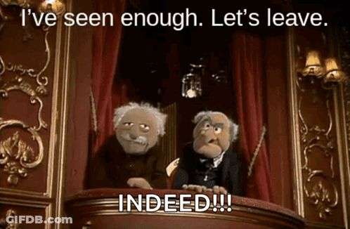 Muppets Sitting On Balcony Saying Let's Leave GIF