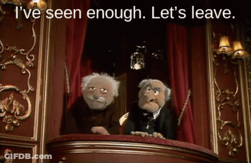 Muppets Sitting On Balcony Saying Lets Leave GIF