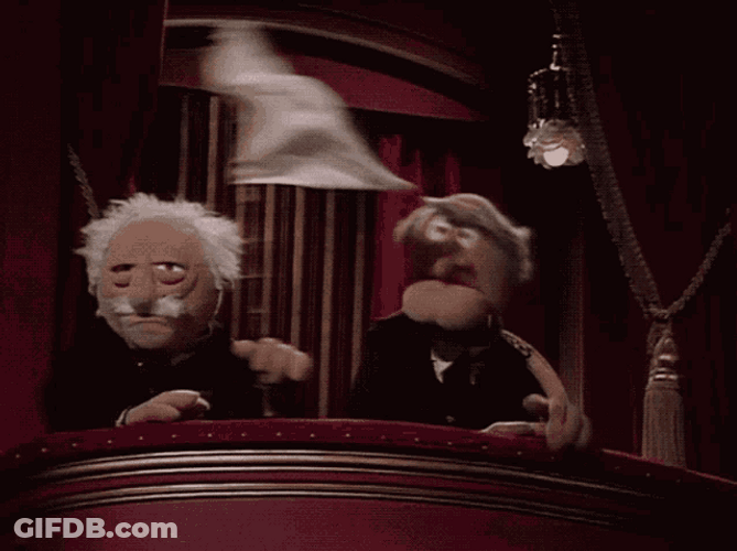 Muppets Statler And Waldorf Waving The White Flag GIF