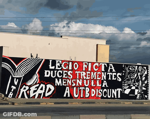 Mural Saying Legio Ficta GIF
