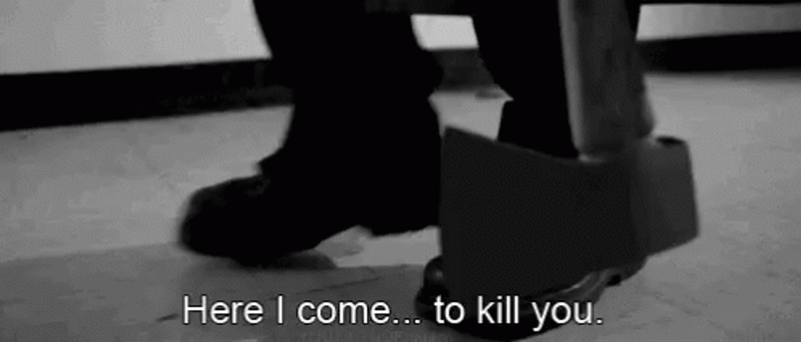 Murder Dragging Axe Black And White GIF
