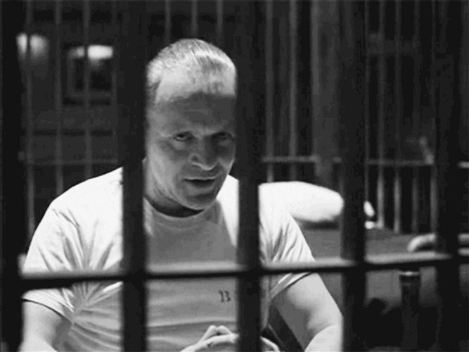 Murder Suspect Hannibal Lecter In Prison GIF