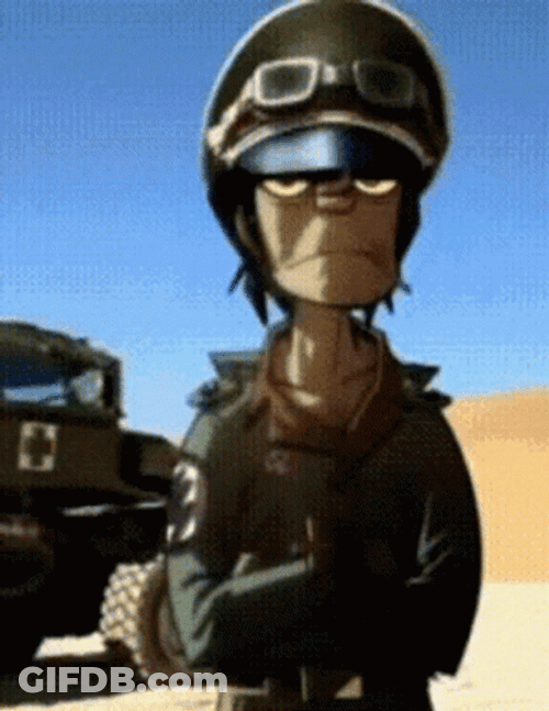 Murdoc Gorillaz Soldier Attire GIF