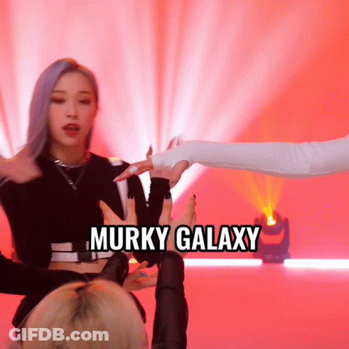 Murky Galaxy Text Next To Woman GIF