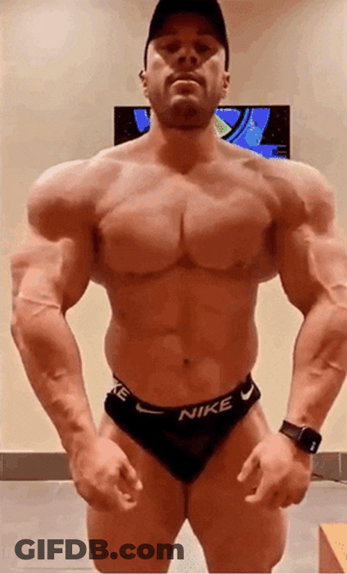 Muscle Growth Man Bouncing His Pecs GIF