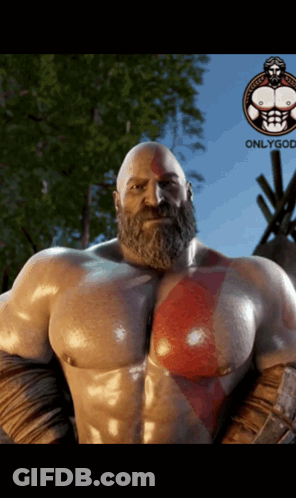 Muscular Bearded Man Standing In Woods GIF