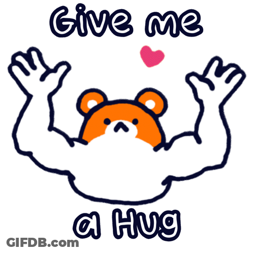 Muscular Cartoon Bear Saying Give Me A Hug GIF