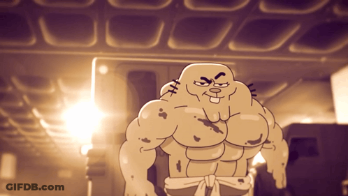 Muscular Cartoon Character Standing GIF
