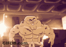 Muscular Cartoon Character With Angry Face GIF