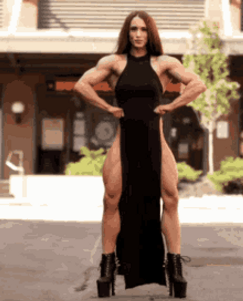 Muscular Flexing Woman GIF
