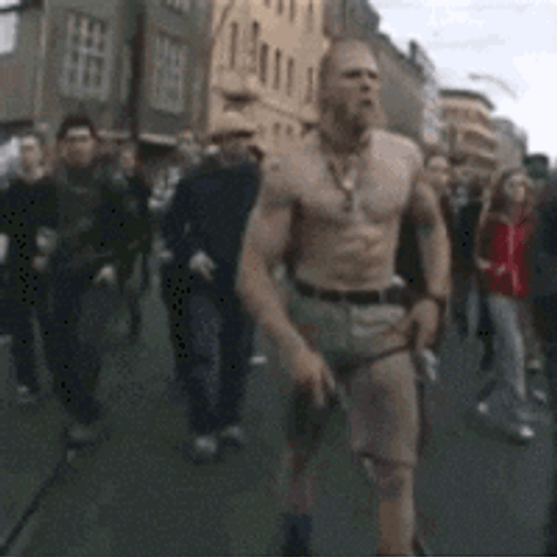 Muscular Guy Crazy Rave Dancing GIF