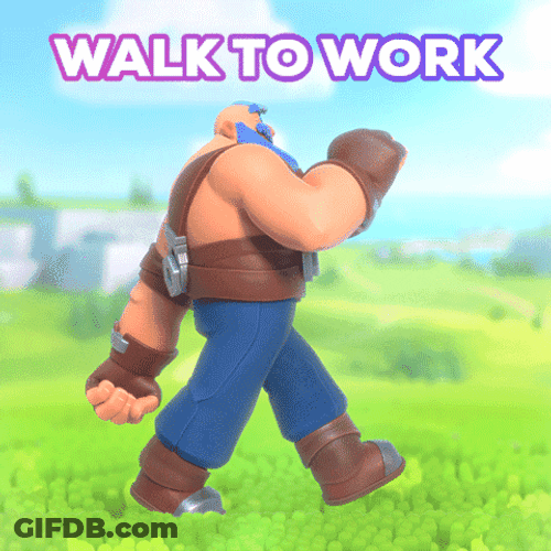 Muscular Guy Walking Happily GIF