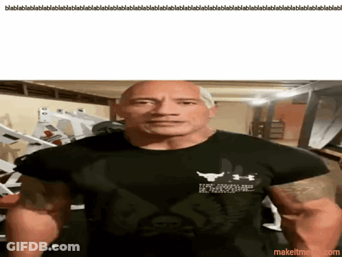 Muscular Man In Black Under Armour T-Shirt GIF