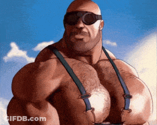 Muscular Man In Suspenders And Sunglasses GIF