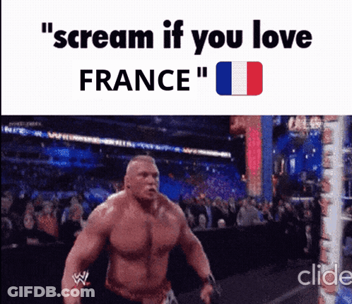 Muscular Man Scream If You Love France GIF