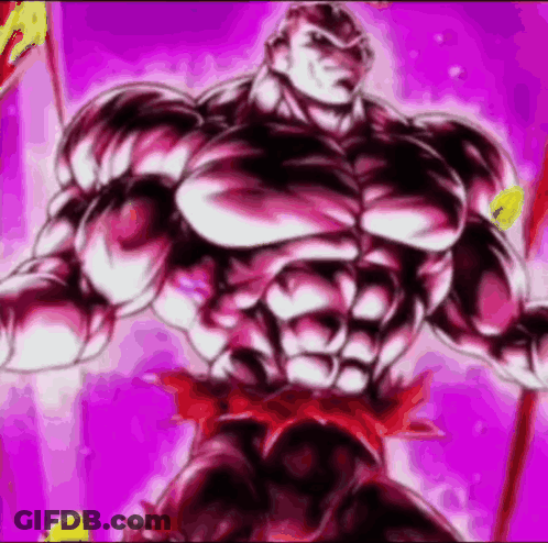 Muscular Man Standing On Pink Background GIF