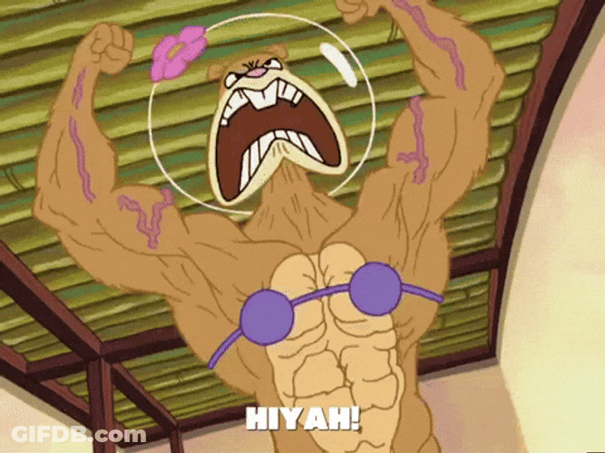 Muscular Sandy Cheeks Hiyah Squirrel Meme GIF