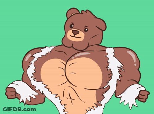 Muscular Teddy Bear Cartoon GIF