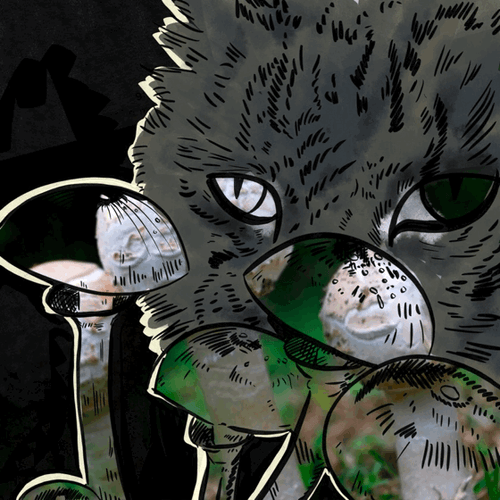 Mushroom Cat Changing Colors GIF