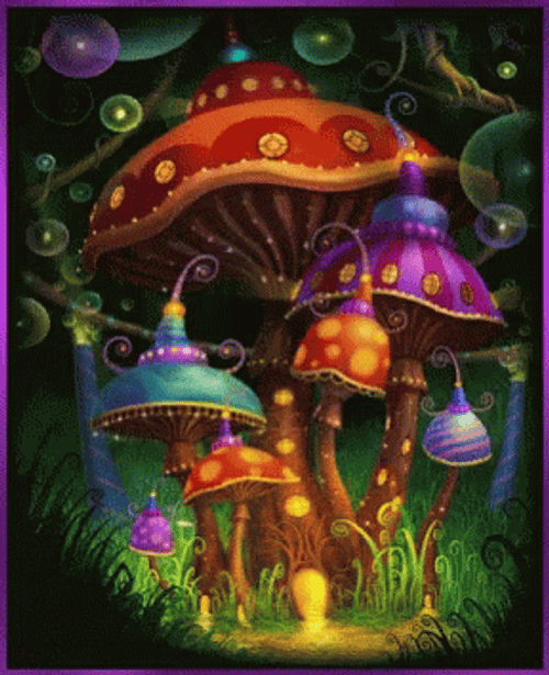 Mushroom Colorful Magical Land GIF