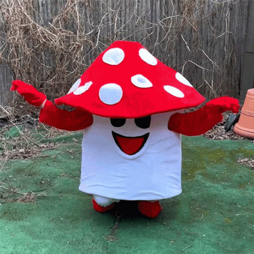 Mushroom Costume Swaying Arms Dance GIF