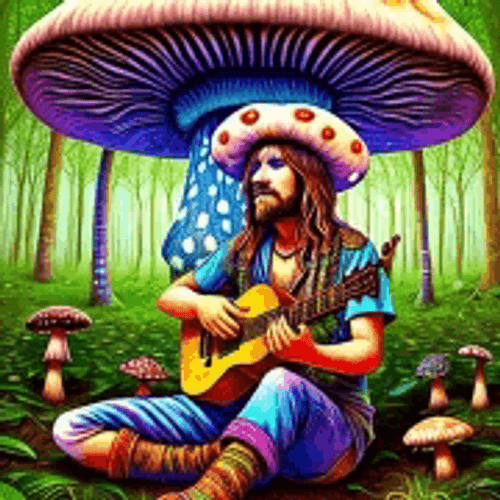 Mushroom Hippie Hippie Music Cloud GIF