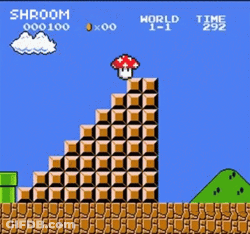 Mushroom On Pyramid In Video Game GIF