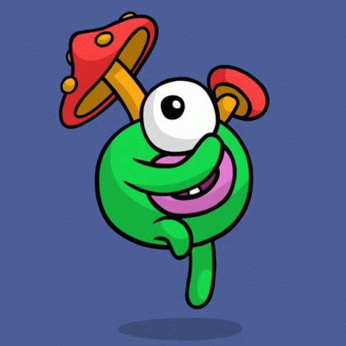 Mushroom One-Eyed Green Monster Dancing GIF