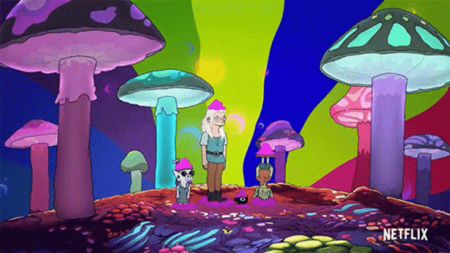 Mushrooms Dancing Netflix Disenchantment GIF