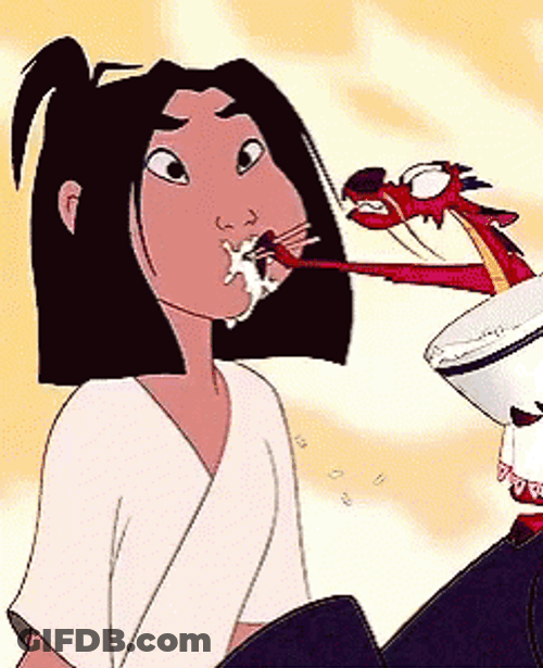 Mushu Feeds Mulan GIF