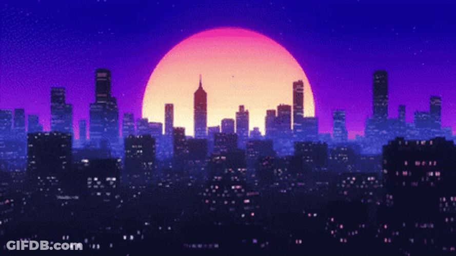 Music City Synthwave Pink Moon GIF