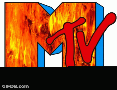 Music Television Logo With Flames GIF