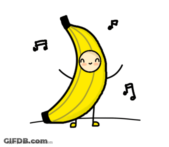 Musical Notes Slow Dancing Banana GIF