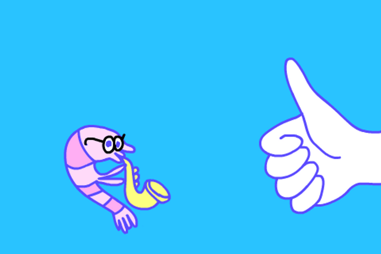 Musical Shrimp Blowing Horn GIF