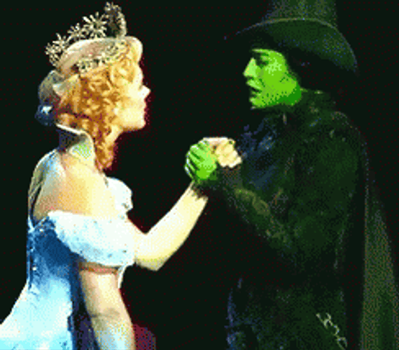 Musical Wicked Witch Of The West Hugging Glinda GIF