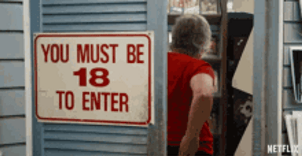 Must Be 18 To Enter Warning Sign Circus Of Books GIF