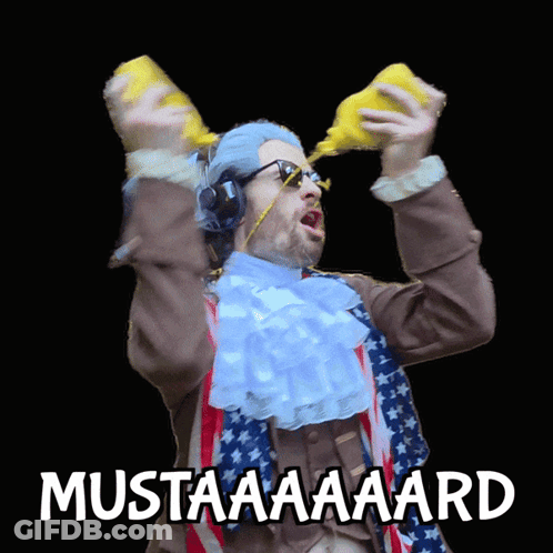 Mustaaaard Is Written On A Black Background With A Man GIF