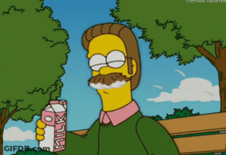 Mustache Catching Beer Foam Ned Flanders GIF