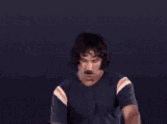 Mustache Guy Spin Arm Flipping Off GIF