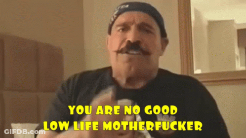 Mustache Hat Man Says No Good Low Life Motherfucker GIF