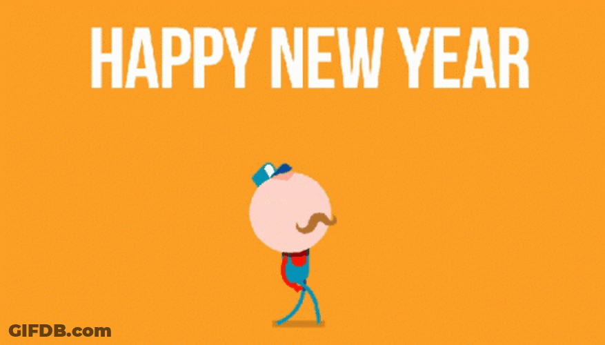 Mustache Man Happy New Year Animated GIF