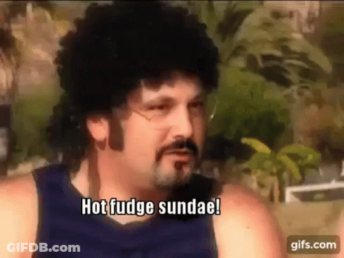 Mustache Mullet Man Talking About Hot Fudge Sundae GIF